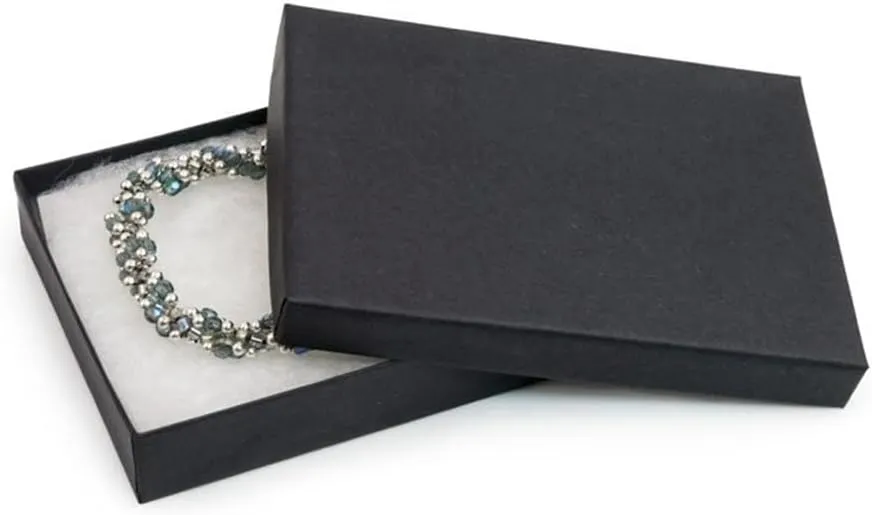 10 Pack Matte Black Color Paper Cotton Filled Jewelry Necklace Bracelets Watch gifts and Retail Boxes for Wedding, Anniversary, Engagement, Birthday and other occasions Size- 6" x 5" x 1 Inch