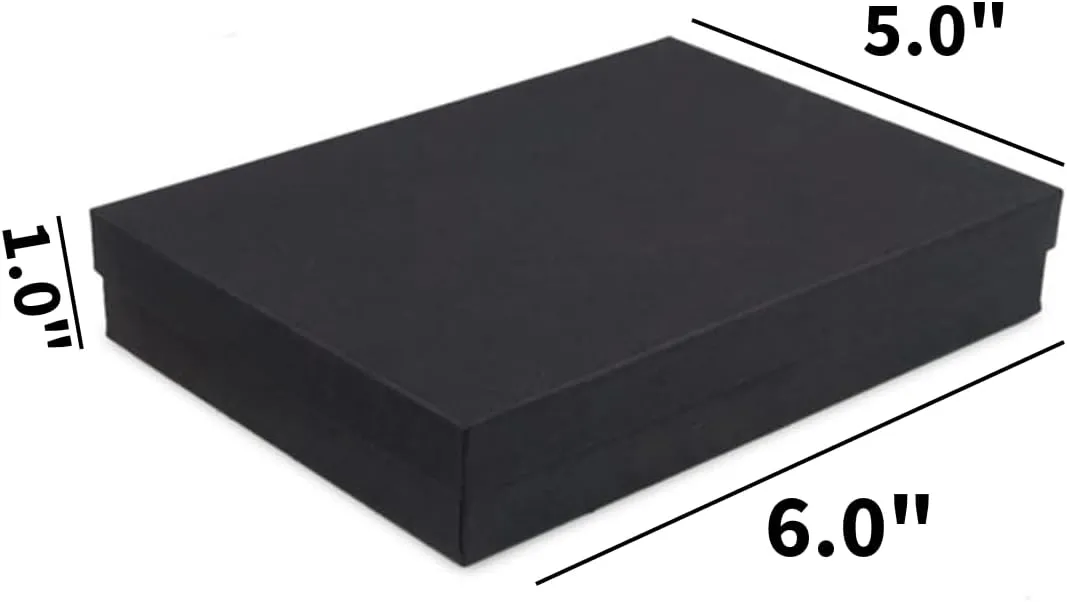 10 Pack Matte Black Color Paper Cotton Filled Jewelry Necklace Bracelets Watch gifts and Retail Boxes for Wedding, Anniversary, Engagement, Birthday and other occasions Size- 6" x 5" x 1 Inch