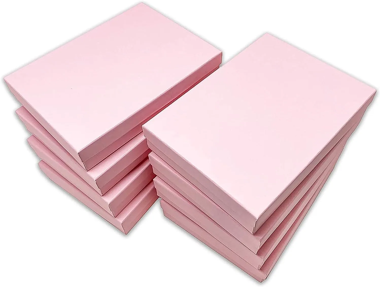 10 Pack Matte Pink Color Paper Cotton Filled Jewelry Necklace Bracelets Watch gifts and Retail Boxes for Wedding, Anniversary, Engagement, Birthday and other occasions Size- 6" x 5" x 1 Inch