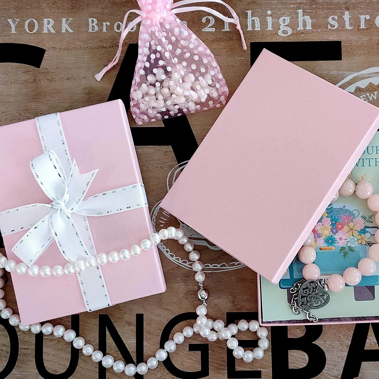 10 Pack Matte Pink Color Paper Cotton Filled Jewelry Necklace Bracelets Watch gifts and Retail Boxes for Wedding, Anniversary, Engagement, Birthday and other occasions Size- 6" x 5" x 1 Inch