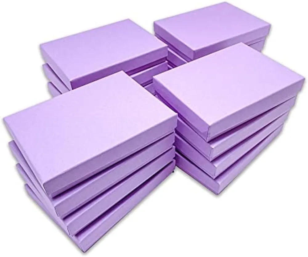 10 Pack Matte Purple Color Paper Cotton Filled Jewelry Necklace Bracelets Watch gifts and Retail Boxes for Wedding, Anniversary, Engagement, Birthday and other occasions Size- 6" x 5" x 1 Inch