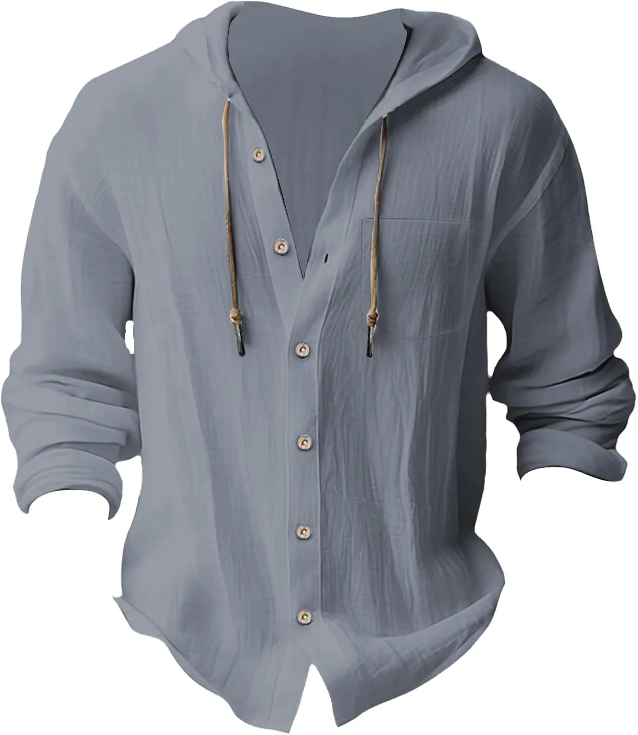 100 Percent Cotton Linen Hoodies for Men Long Sleeve Button Down Shirt Active Athletic Workout Sweatshirts for Men