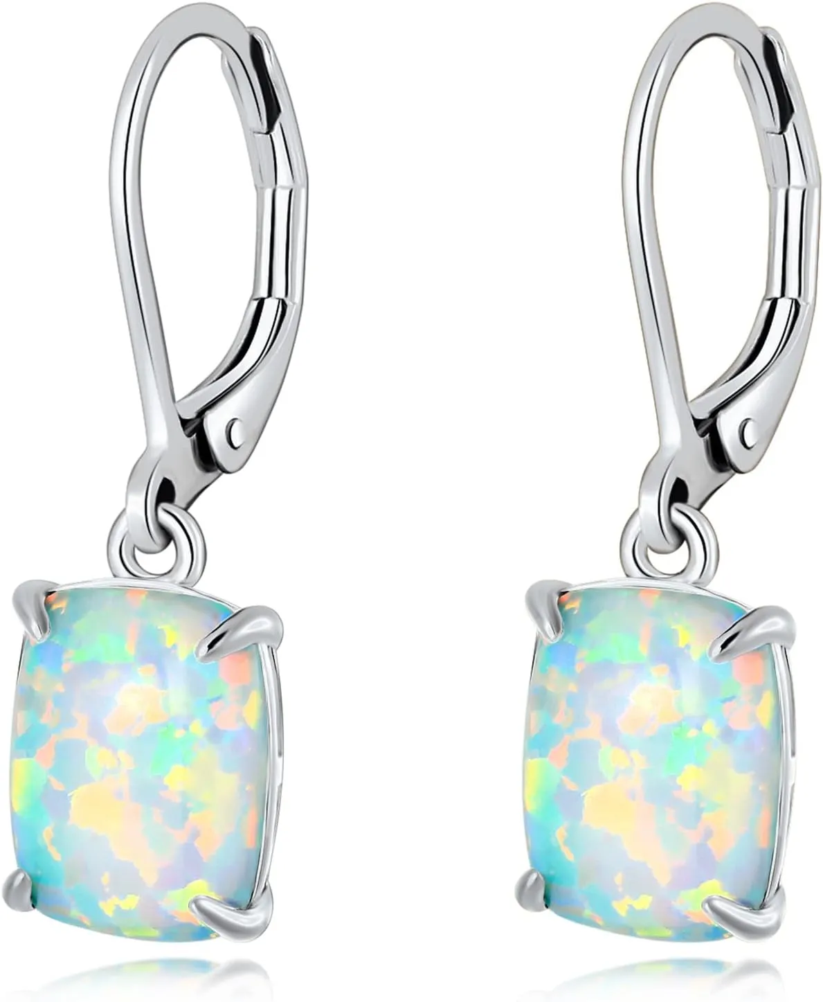 14k Gold Plated Opal Dangle Earrings for Women Ladies Trendy Leverback Drop Earrings Hypoallergenic Birthstone Huggie Hoop Earrings Jewelry Gifts for Teen Girls