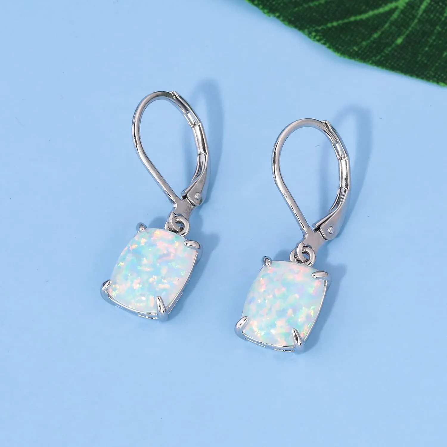 14k Gold Plated Opal Dangle Earrings for Women Ladies Trendy Leverback Drop Earrings Hypoallergenic Birthstone Huggie Hoop Earrings Jewelry Gifts for Teen Girls