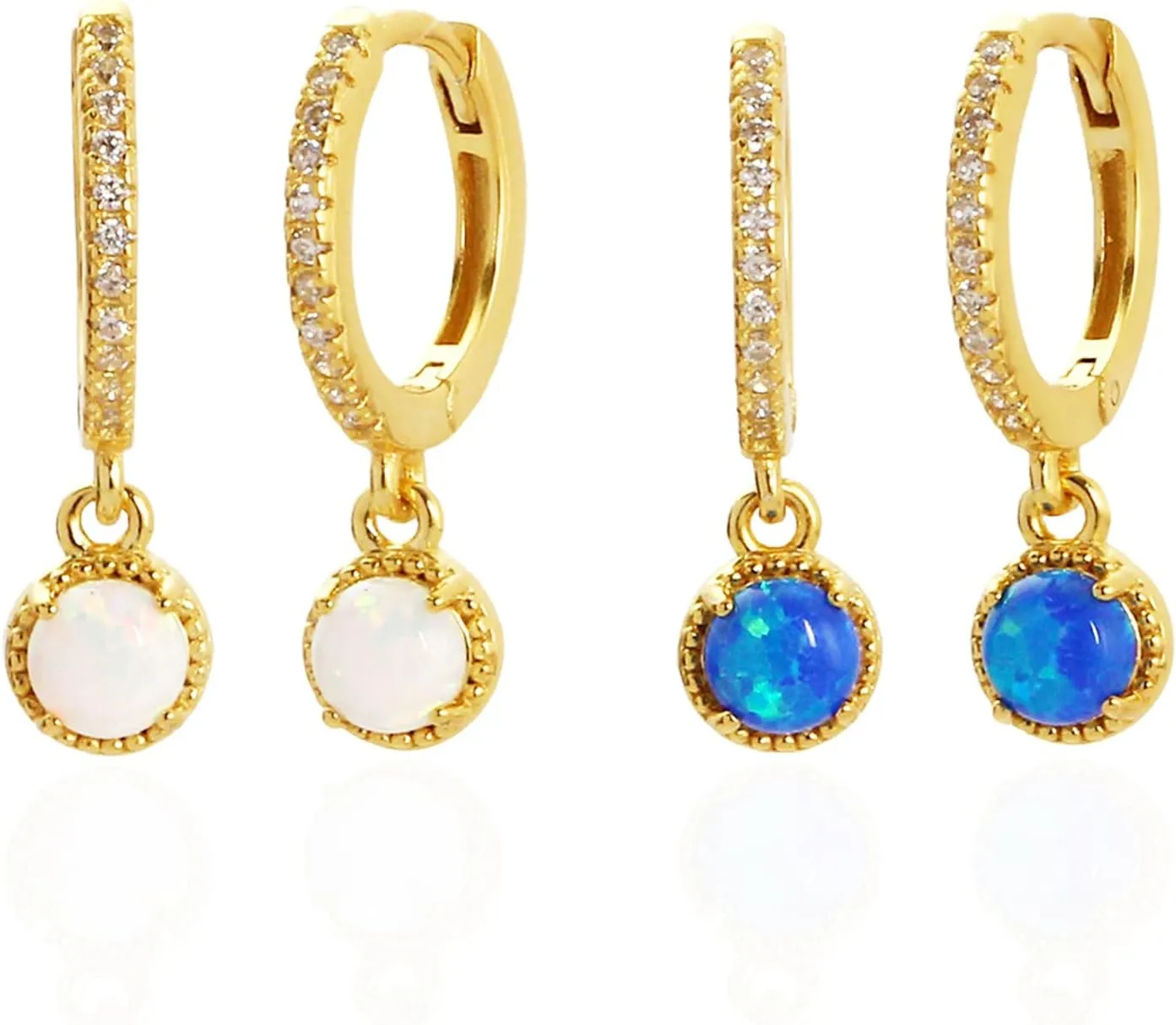 18K White Gold Plated Opal Dangle Drop Earrings for Women October Birthstone Earrings for Women Hypoallergenic Opal Jewelry Gift