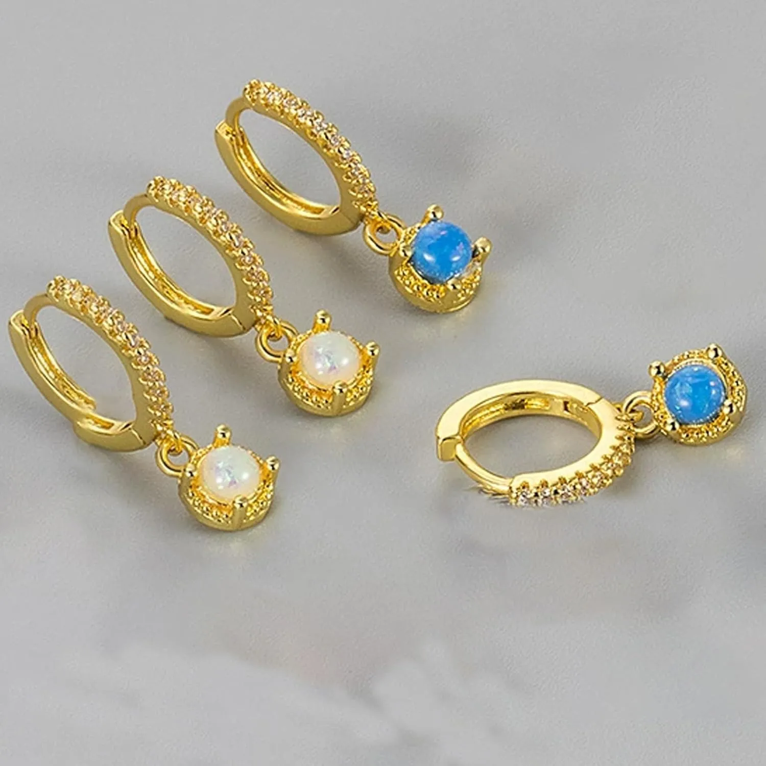 18K White Gold Plated Opal Dangle Drop Earrings for Women October Birthstone Earrings for Women Hypoallergenic Opal Jewelry Gift