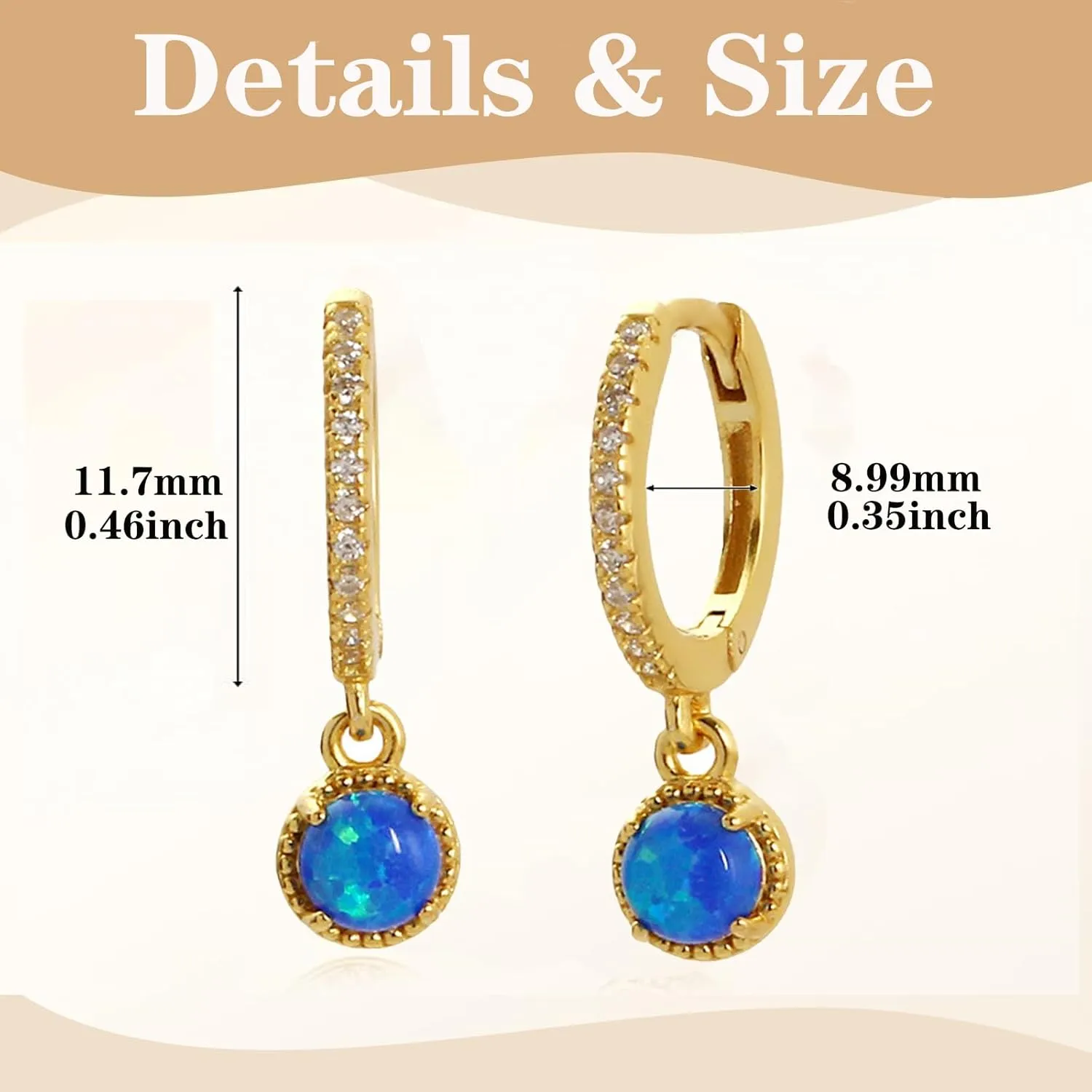 18K White Gold Plated Opal Dangle Drop Earrings for Women October Birthstone Earrings for Women Hypoallergenic Opal Jewelry Gift