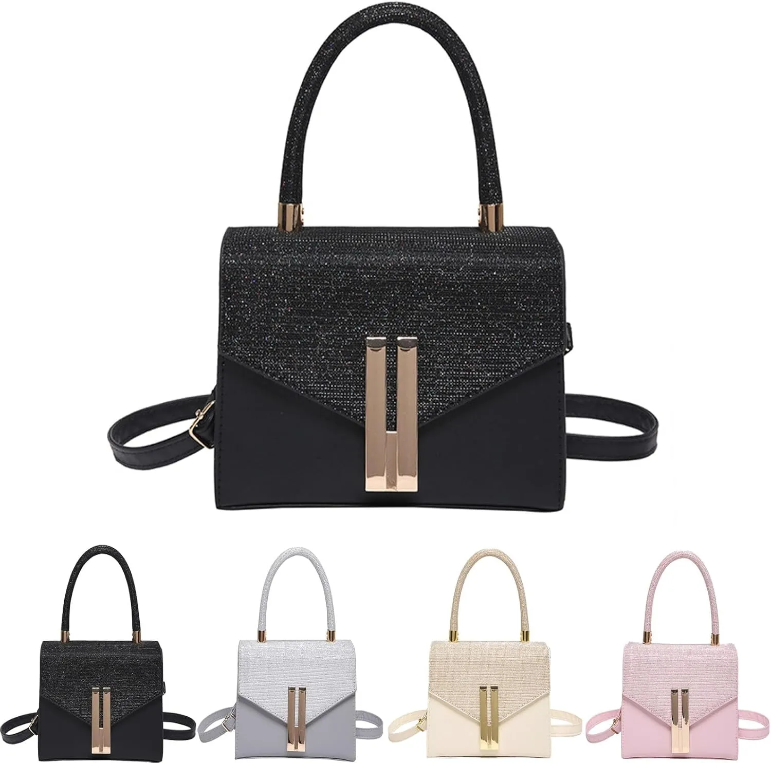 2024 New Women's Leather Satchel Handbag with Mini Crossbody Shoulder Strap Purse Women' Hand Bags Satchel Bag Handle Purses Designer Handbags for Women Clutch Purse Satchel (A)