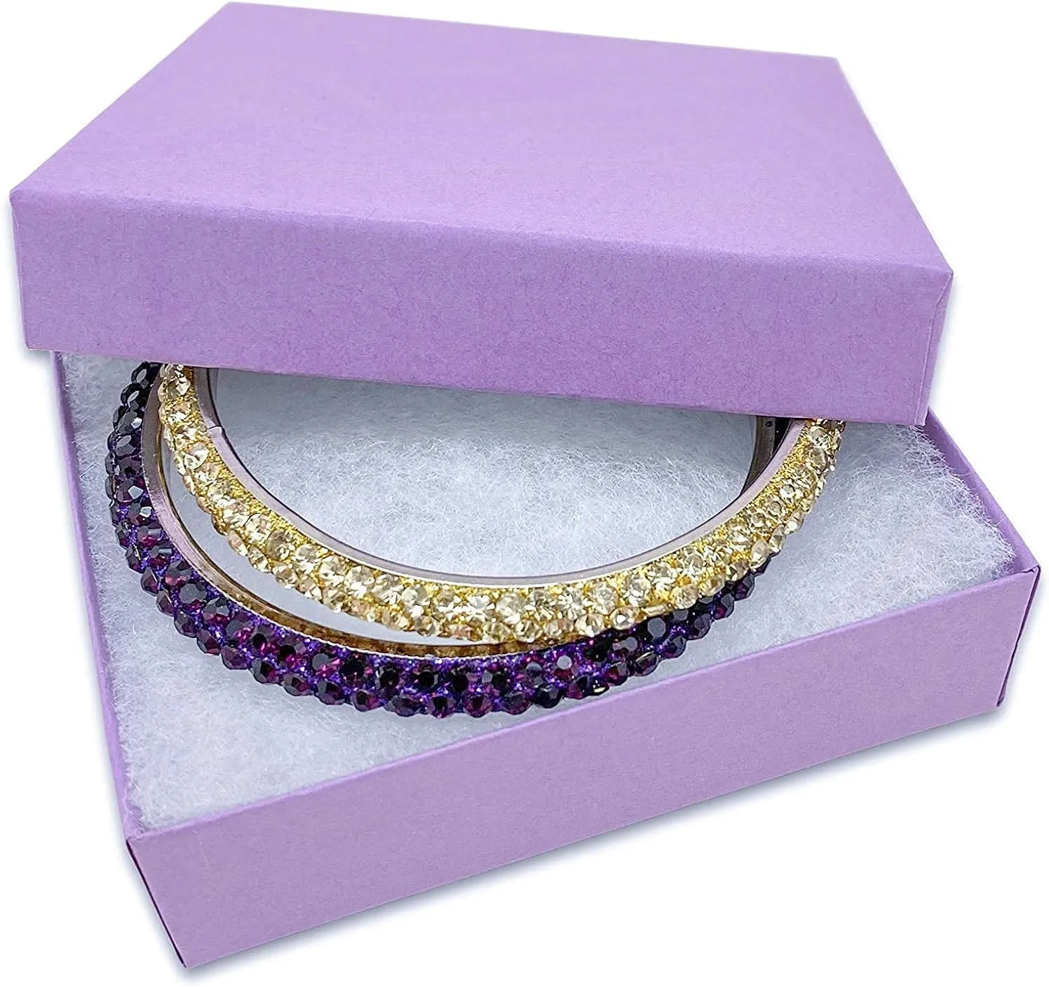 6 Pack Cotton Filled Purple Color Cardboard Jewelry Necklace Earring Bangle Anklet Pendant Bracelets Watch Gift and Retail Boxes Size 3 1/2" x 3 1/2" x 1" Inch - by R J Displays (Purple)