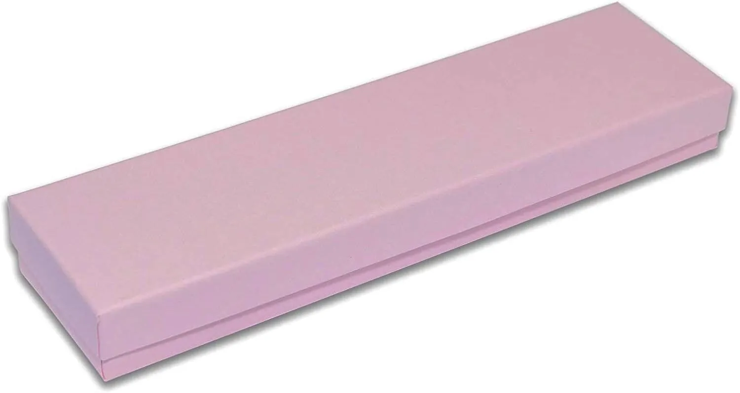 6 Pack Matte Pink Cotton Filled Paper Cardboard Jewelry box for Necklace, Watch, Bracelets, Pen, Pocket Watches, or Anklets for Wedding, Anniversary, Engagement, Birthdays Size- 8.1" x 2,2" x 1"
