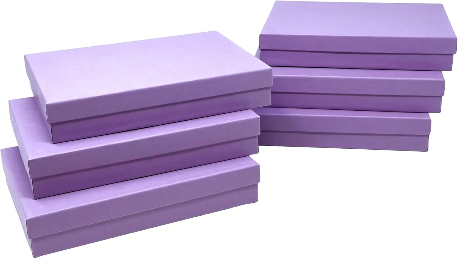 6 Pack Matte Purple Color Paper Cotton Filled Jewelry Set Necklace Bracelets Watch gifts and Retail Boxes for Wedding, Anniversary, Engagement, Birthday and other occasions Size- 7" x 5" x1.25"