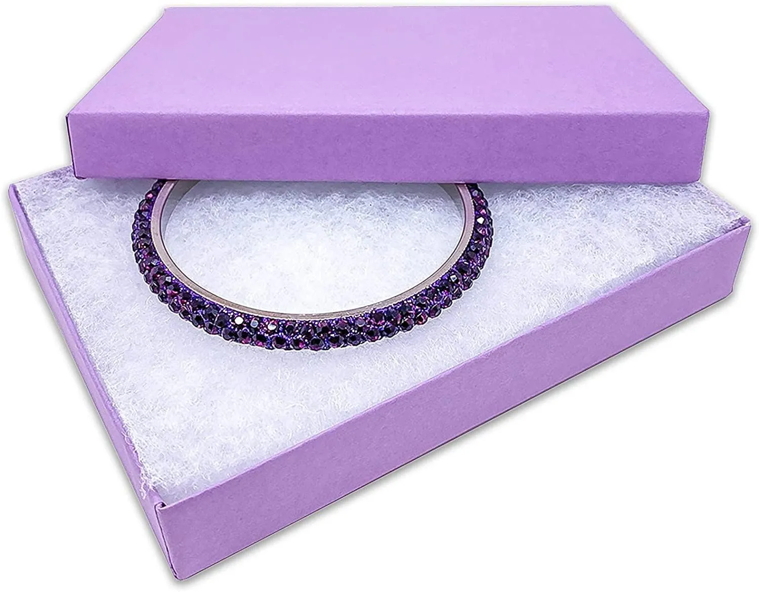 6 Pack Matte Purple Color Paper Cotton Filled Jewelry Set Necklace Bracelets Watch gifts and Retail Boxes for Wedding, Anniversary, Engagement, Birthday and other occasions Size- 7" x 5" x1.25"