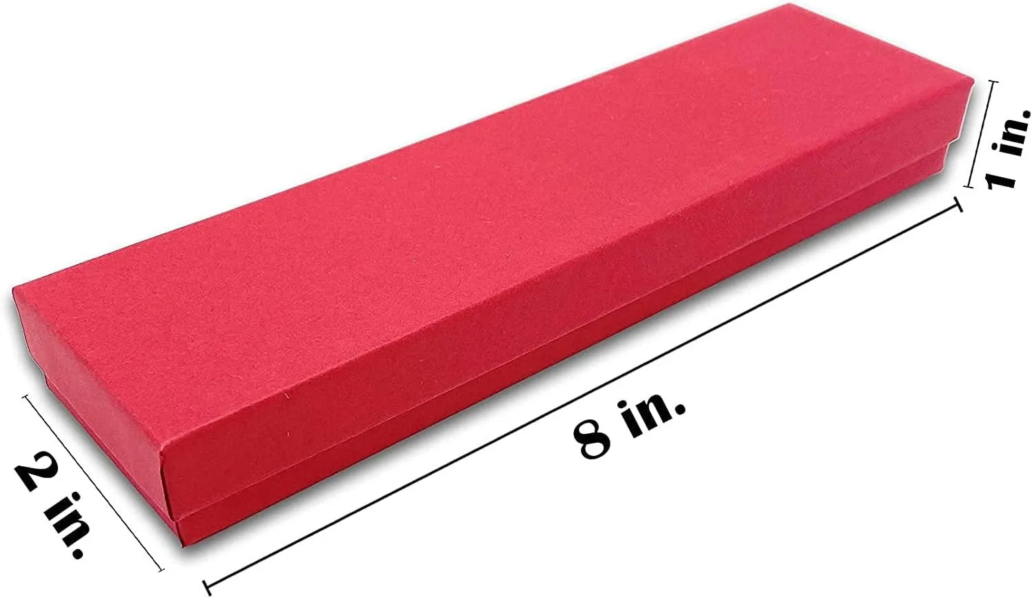 6 Pack Matte Red Cotton Filled Paper Cardboard Jewelry box for Necklace, Watch, Bracelets, Pen, Pocket Watches, or Anklets for Wedding, Anniversary, Engagement, Birthdays Size- 8.1" x 2,2" x 1"