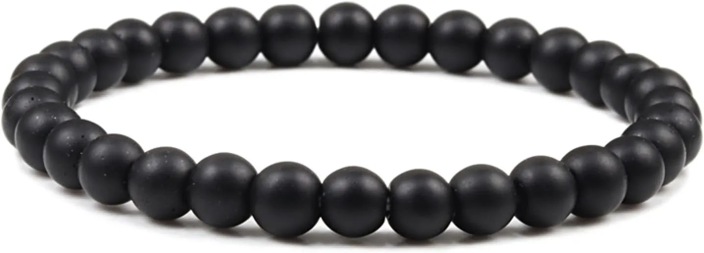 6mm Natural Black Lava Onyx Matte Beads Stone Bracelets Woven Bangles Size Adjustable Bracelet Men Women Pulseira,Weave Black Matte