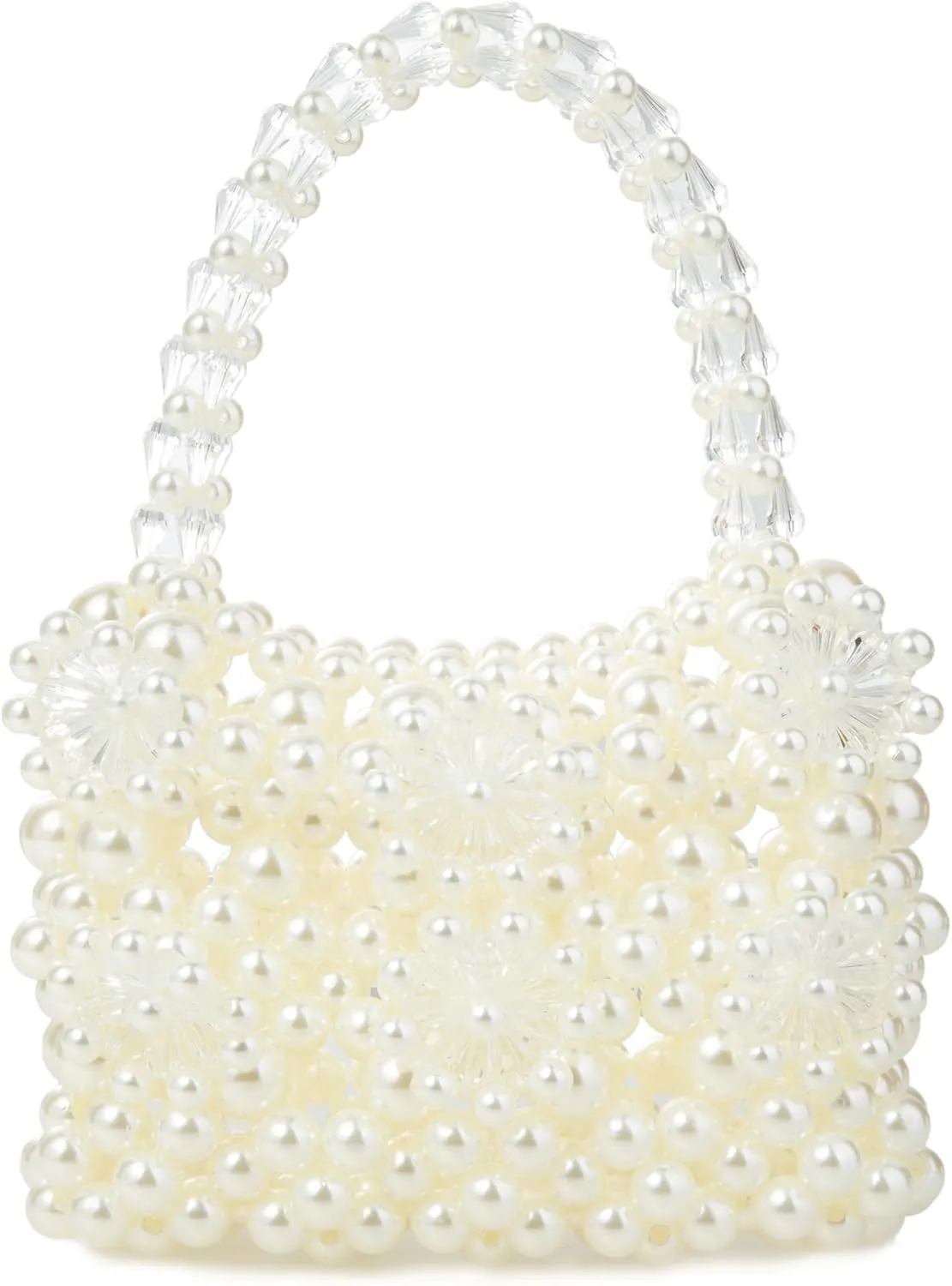 Acrylic Pearl Beaded Handbag Floral Evening Clutch Bag for Wedding Party