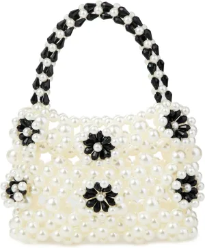 Acrylic Pearl Beaded Handbag Floral Evening Clutch Bag for Wedding Party