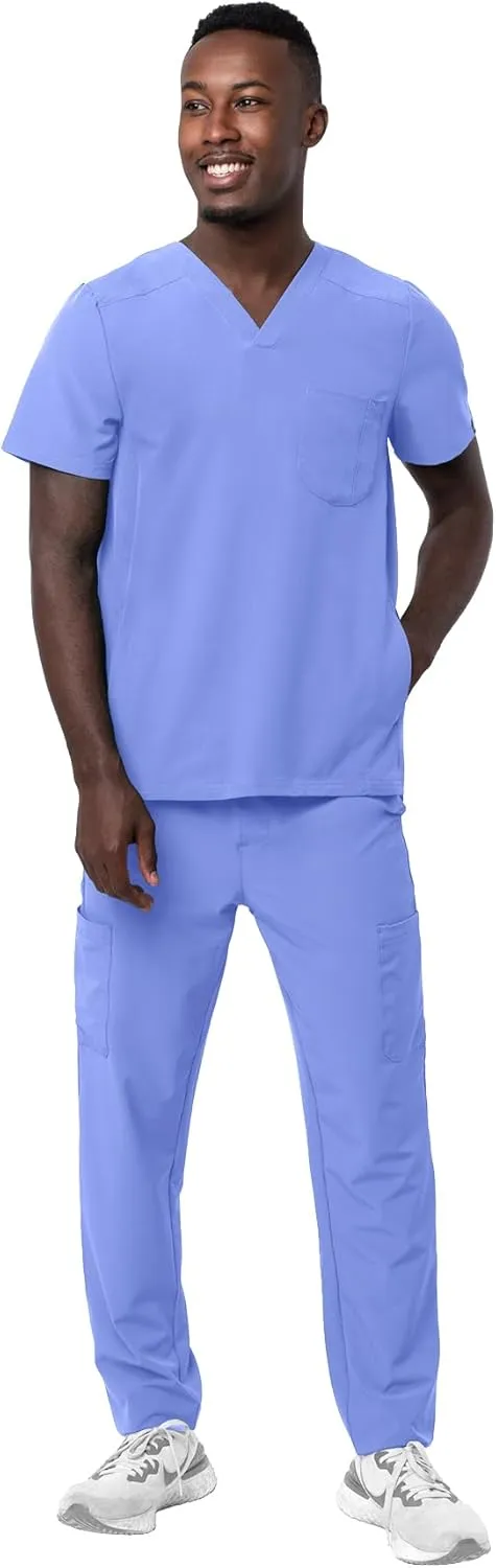 Adar Addition Go-Everyday Scrub Set for Men - Stylish Scrub Top & Cargo Scrub Pants