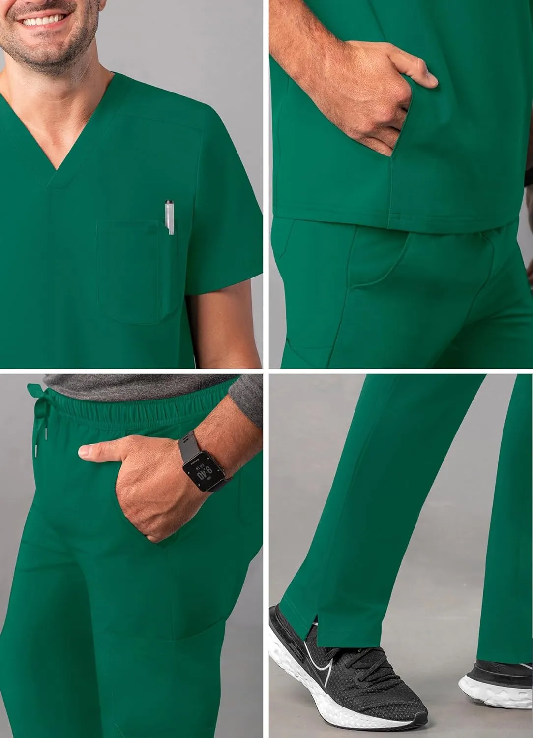 Adar Addition Go-Everyday Scrub Set for Men - Stylish Scrub Top & Cargo Scrub Pants