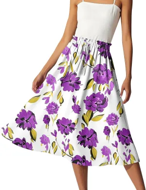 ADHOWBEW Maxi Skirts for Women Cute Casual Flowy Trendy Midi Length Ruffle High Waisted A Line Plus Size Beach Spring Skirts