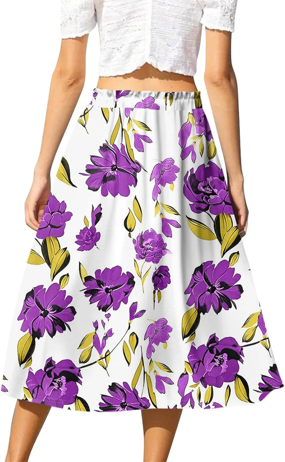 ADHOWBEW Maxi Skirts for Women Cute Casual Flowy Trendy Midi Length Ruffle High Waisted A Line Plus Size Beach Spring Skirts