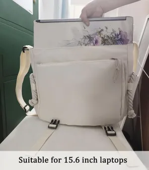 Aesthetic Crossbody Bag with Cute Pins and Ornament, Nylon Shoulder Messenger Bag Japanese Kawaii Bag for Women Men