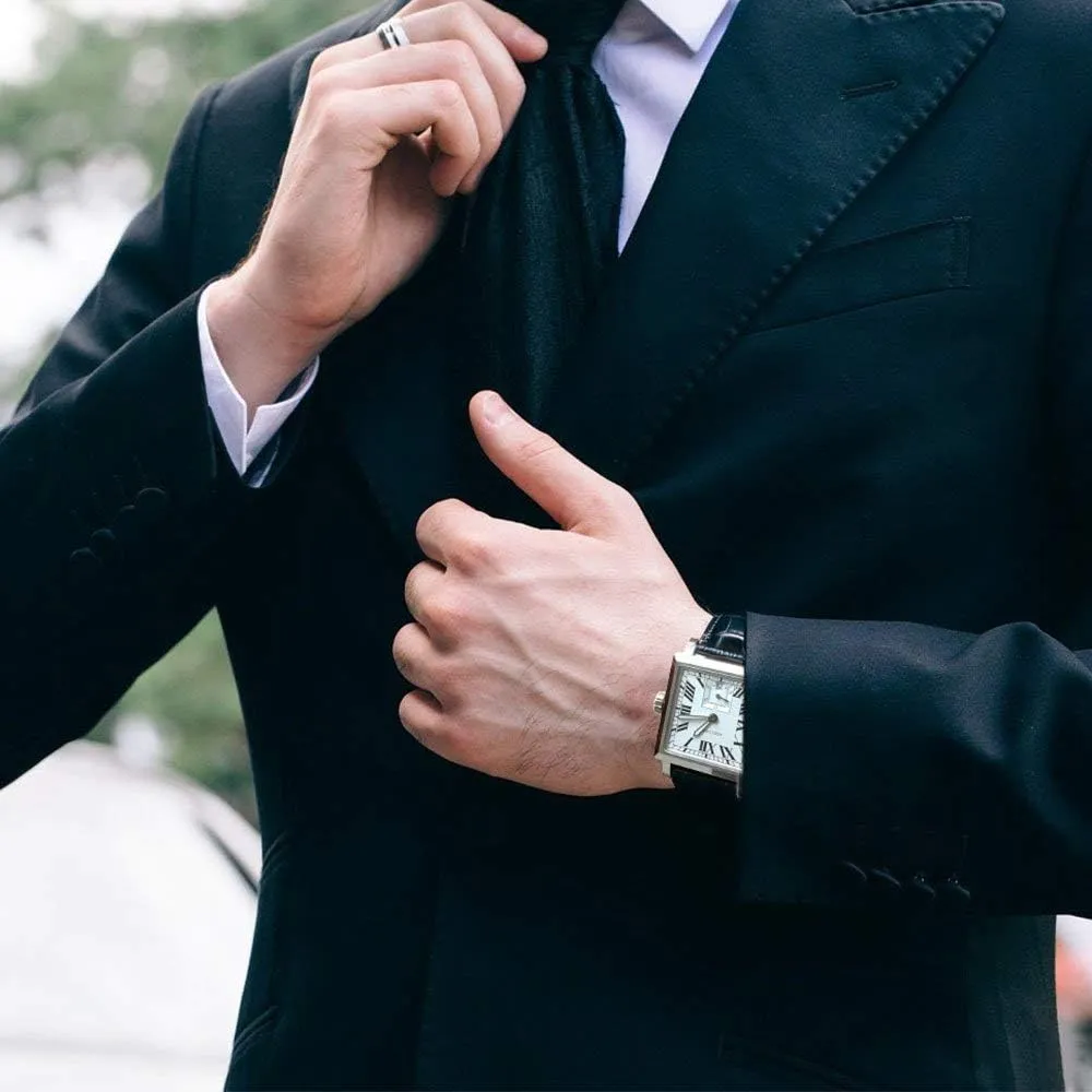 AGELOCER Mechanical Watch, Square Automatic Self Wind Men's Watch Calendar Luminous Retro Rome Dial Men's Wrist Watches