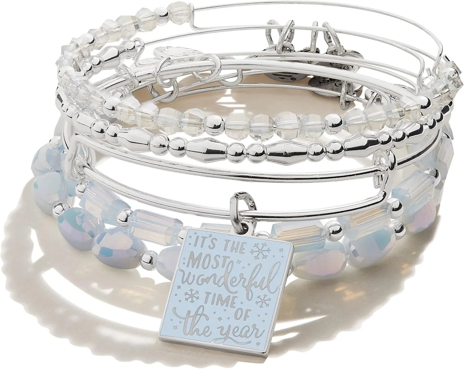 Alex and Ani Holiday Expandable Bangle Sets for Women, Multicolor, Shiny Finish, 2 to 3.5 in, Set of 3