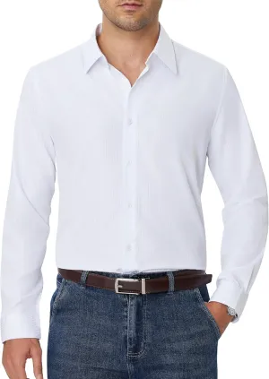 Alimens & Gentle Men's Plaid Button Down Shirt Long Sleeve Dress Shirt Regular Fit Business Casual Gingham Shirts