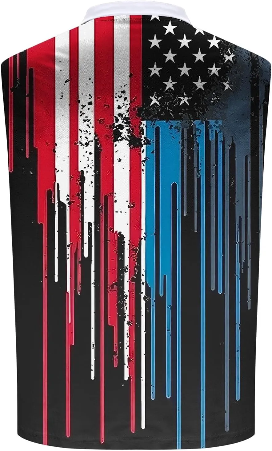 American Flag Striped Tank Tops Mens Sleeveless Shirts Casual Quarter Zip Collared Dressy Top USA Patriotic Vintage Tees
