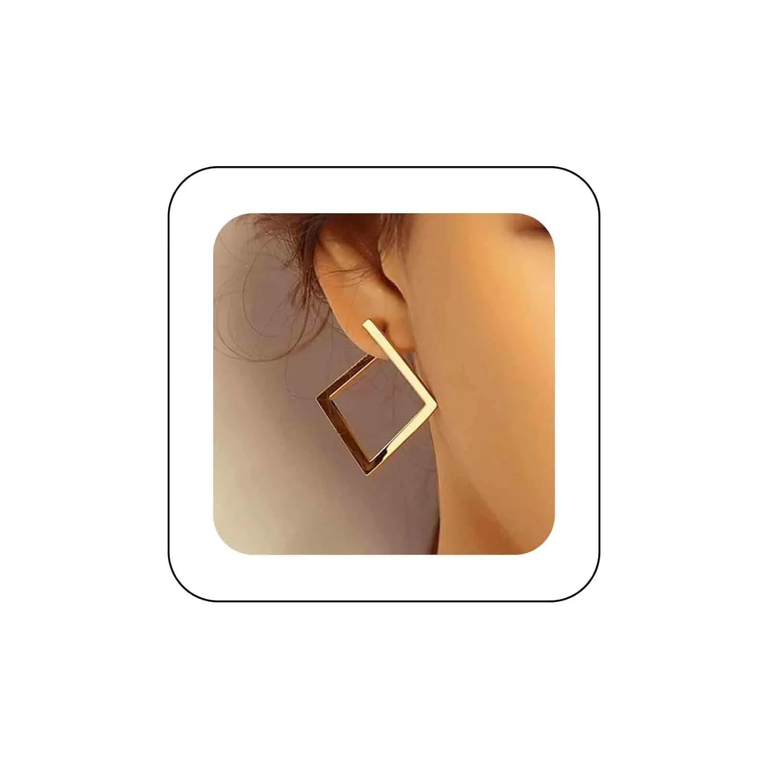 Andelaisi Boho Hollow Square Stud Earrings Vintage Metal Square Earrings Gold Square Geometric Earrings Personalized Square Dangle Earrings Jewelry for Women