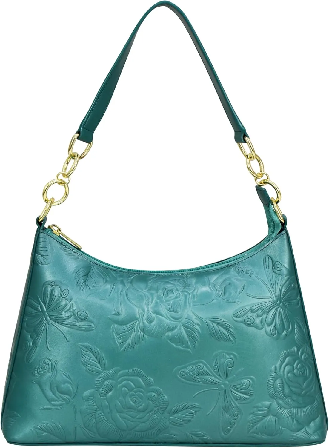 Anuschka Women's Original Hand-Painted Leather Hobo with Chain Strap