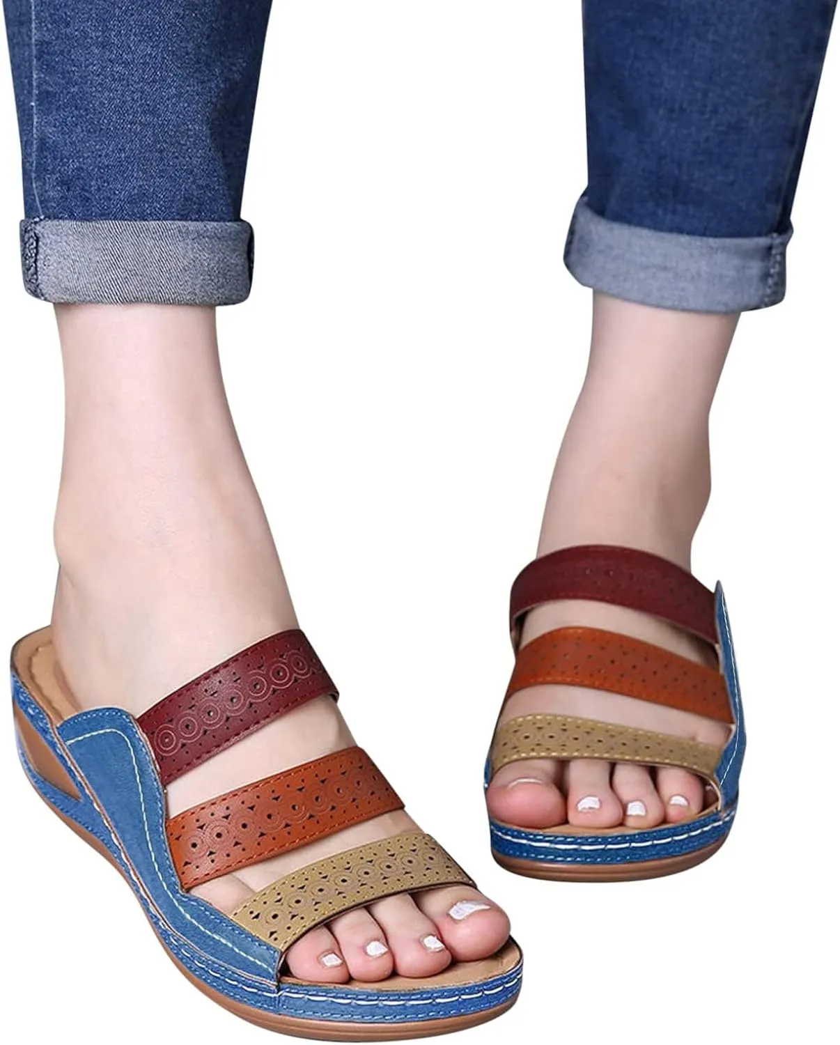Arch Support Flats for Women Dressy Orthopedic Dress Shoes Comfortable Black Cute Brown Sandal Heels Wedge Summer Open Toe 2025 Ankle Strap Platform Casual Wedges White Low Heel Sandals