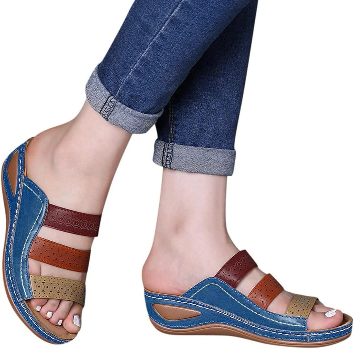 Arch Support Flats for Women Dressy Orthopedic Dress Shoes Comfortable Black Cute Brown Sandal Heels Wedge Summer Open Toe 2025 Ankle Strap Platform Casual Wedges White Low Heel Sandals