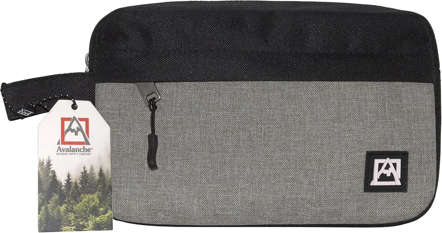Avalanche Travel Toiletry BagOrganizer Essential Dopp Kit Accessories bag (Black Gray)