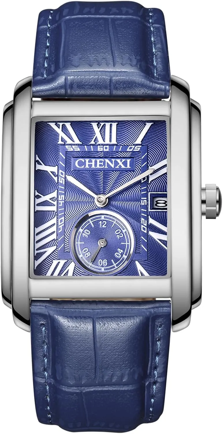 Avaner Men's Square Watches Vintage Leather Analog Quartz Dress Wristwatch with Calendar