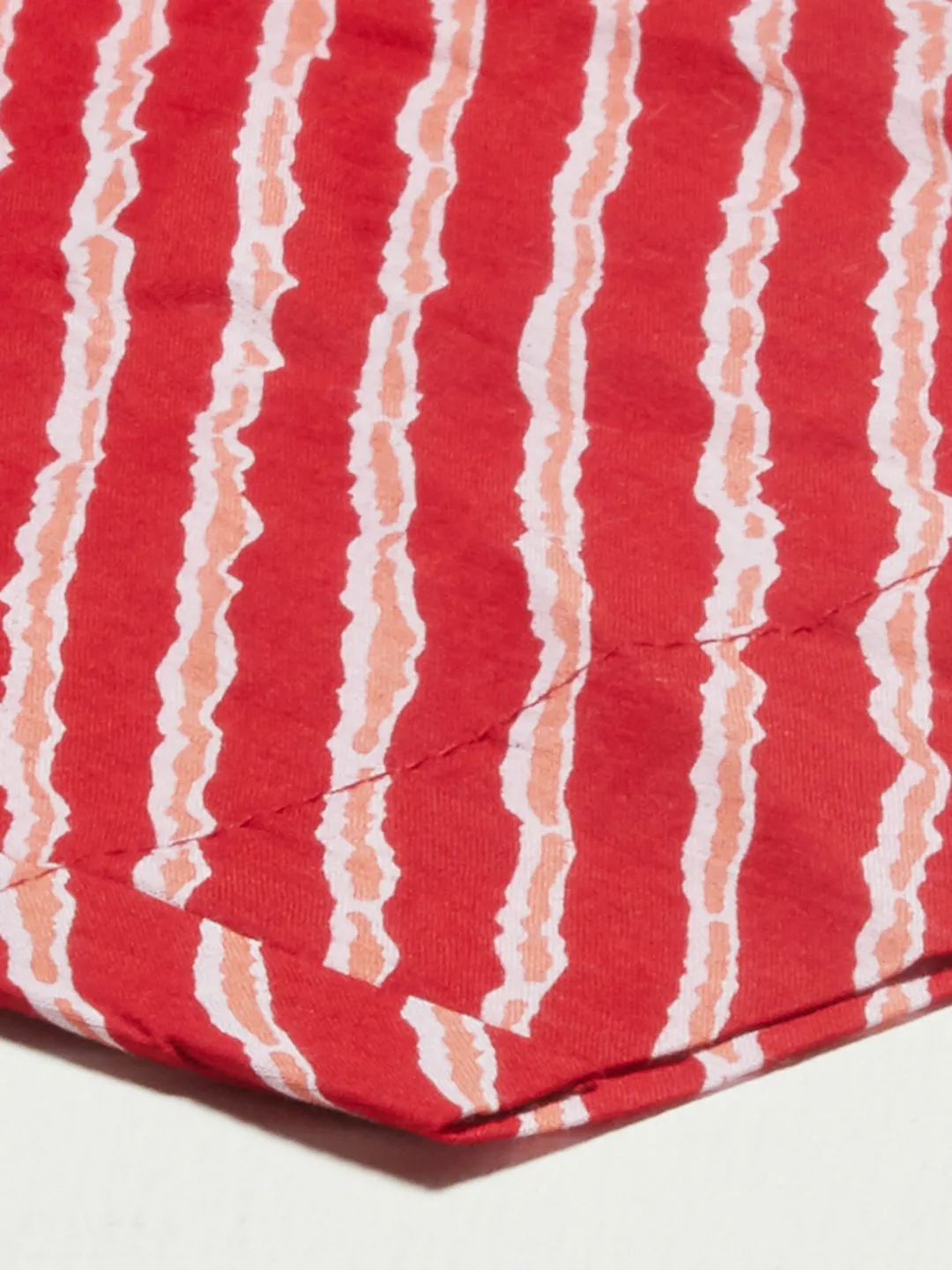 Bandhani Printed & Embroidered A-Line Kurta with Pants – Red