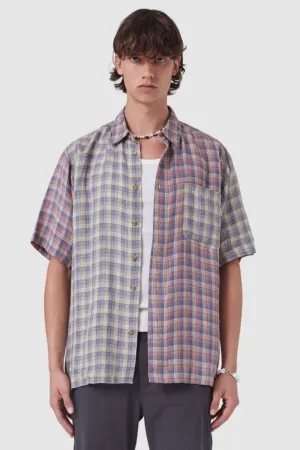 BARNEY COOLS HOMIE S/S SHIRT - LINEN PLAID