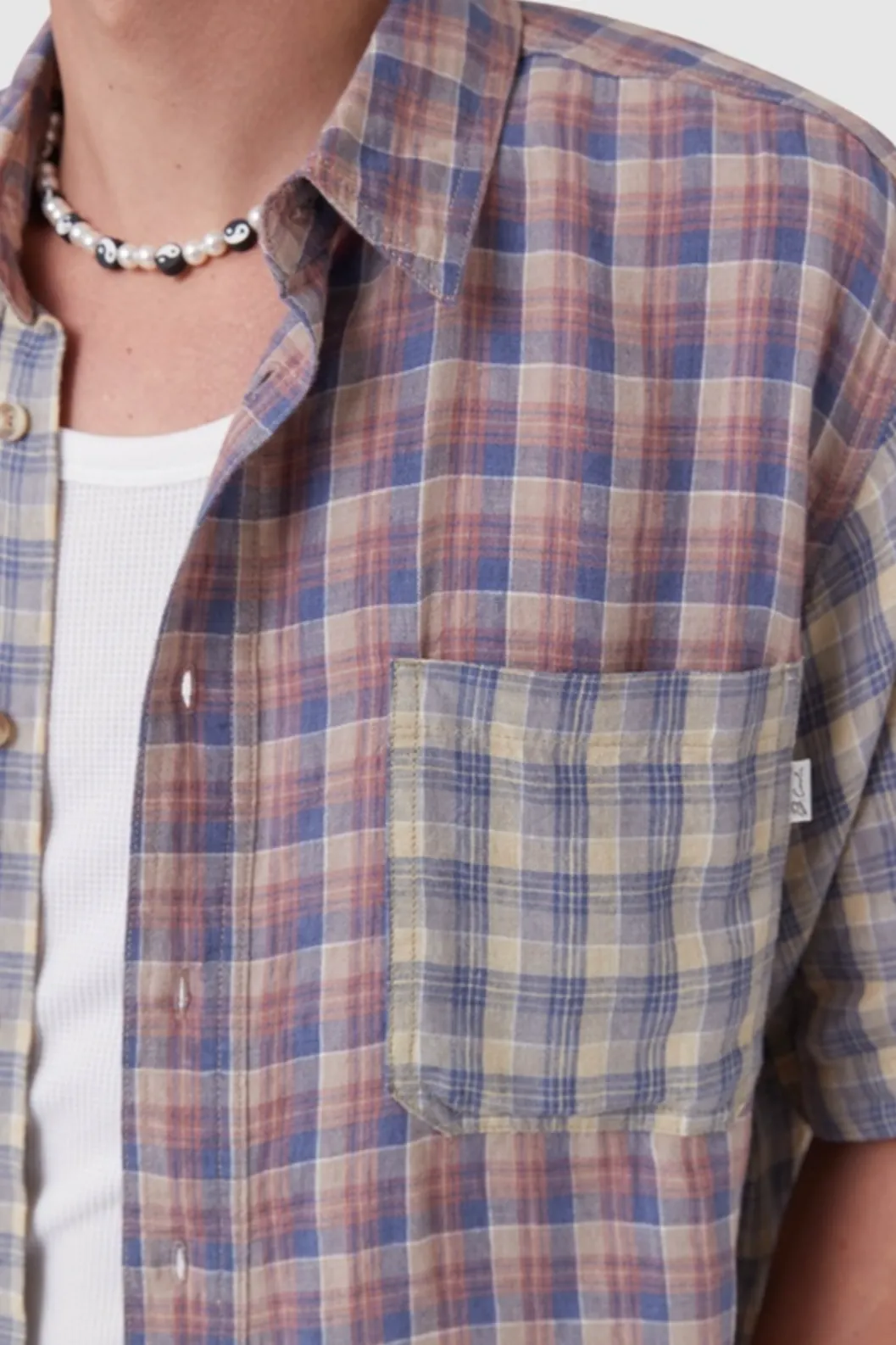 BARNEY COOLS HOMIE S/S SHIRT - LINEN PLAID