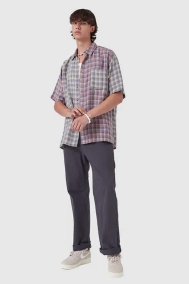 BARNEY COOLS HOMIE S/S SHIRT - LINEN PLAID