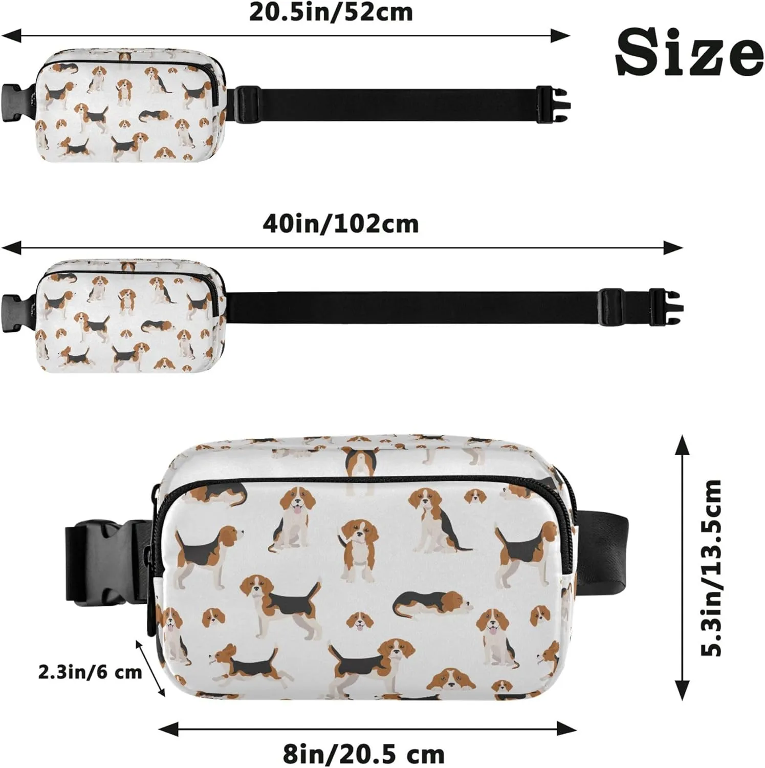 Beagle Dogs Puppy Fanny Packs Women Waterproof Belt Bag Hip Pack Cute Waist Pack for Women