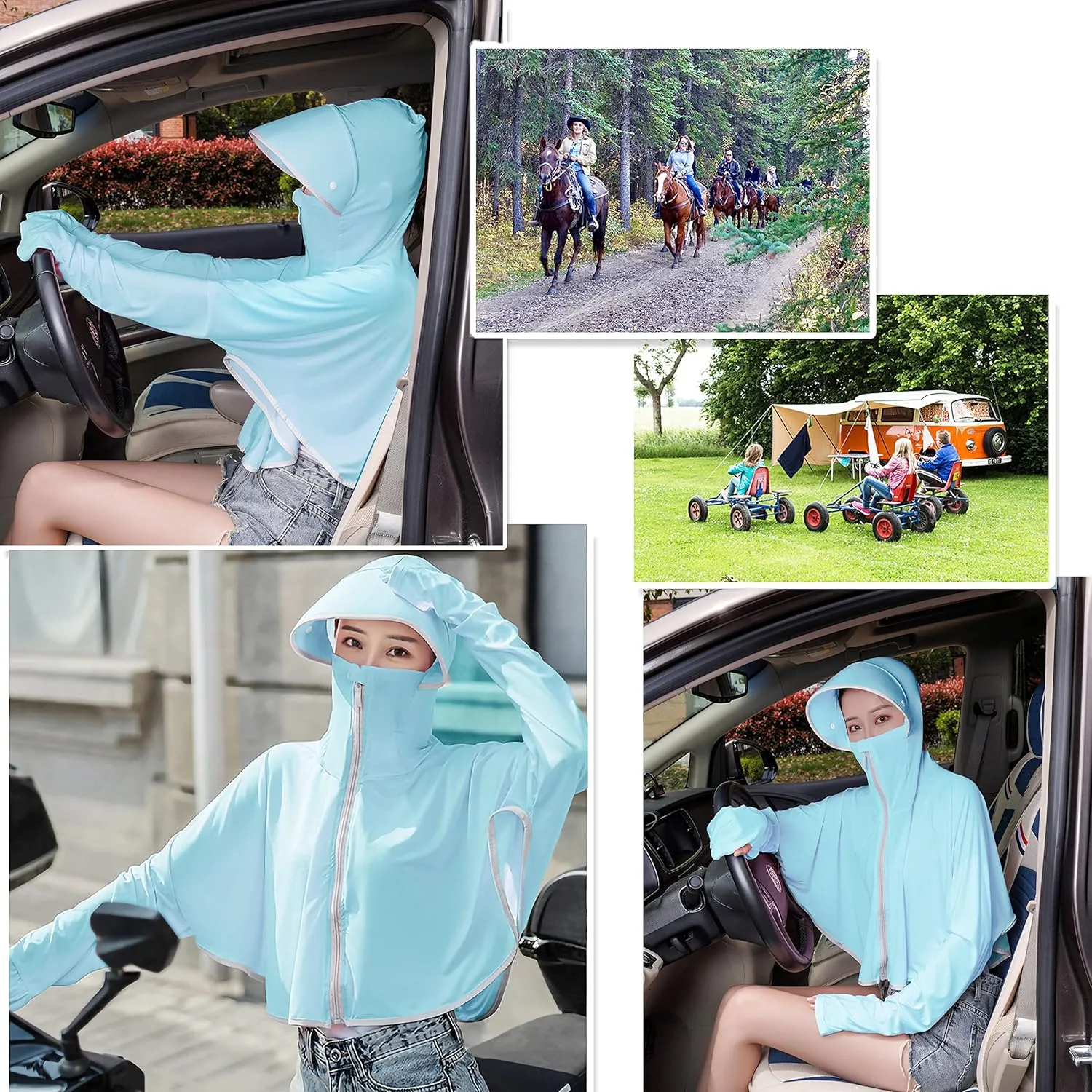 Bellady Sun UV Protection Shirts for Women, Hooded Rash Guard with Face Mask, Zip up Hoodie Swimsuit Cover ups