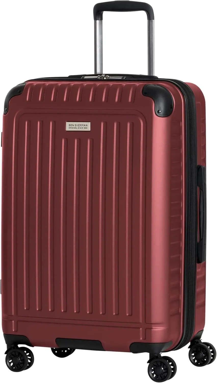 Ben Sherman Sunderland Spinner Travel Upright Luggage, British Red, 24-Inch Checked