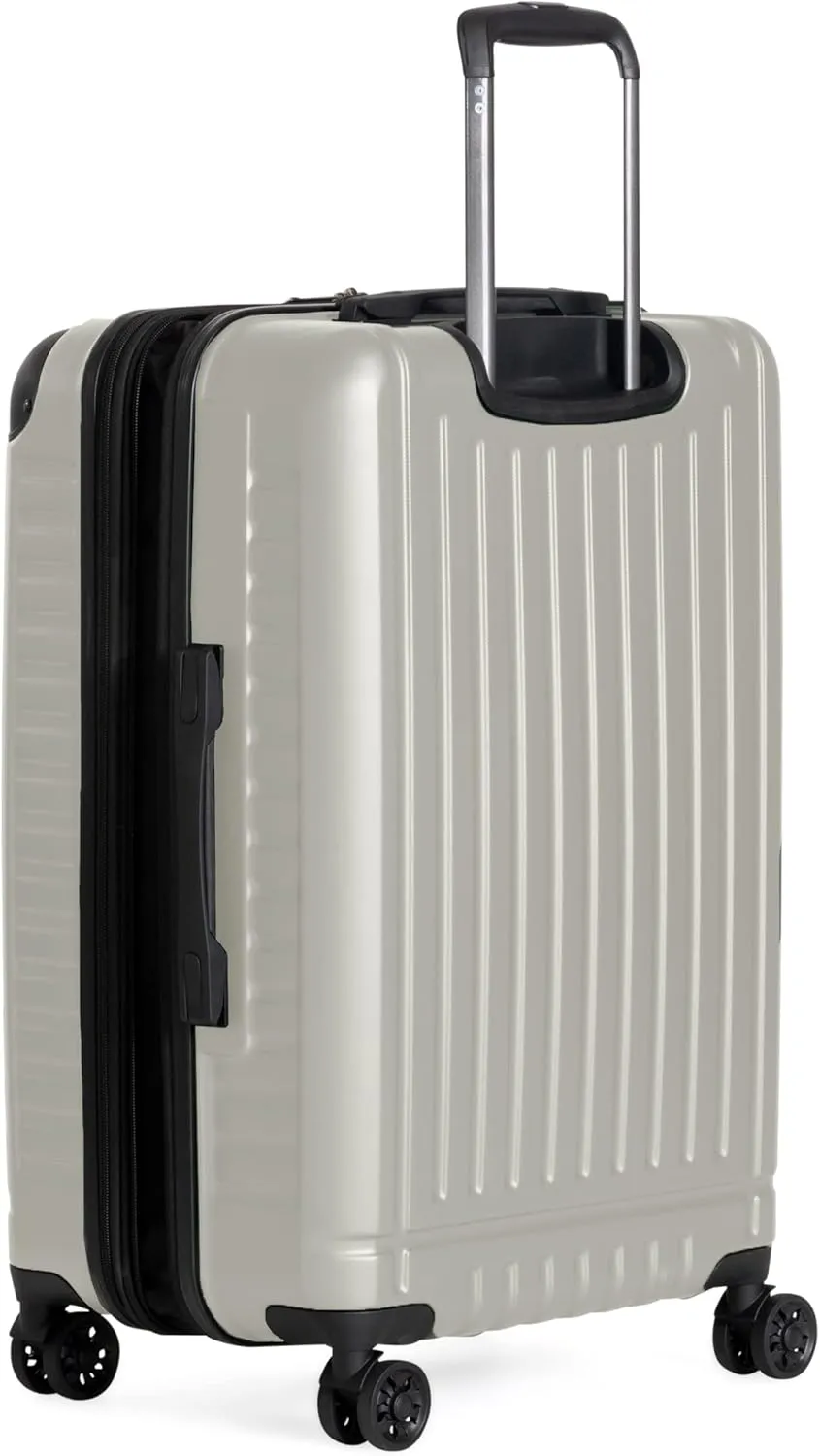 Ben Sherman Sunderland Spinner Travel Upright Luggage, Dover White, 24-Inch Checked