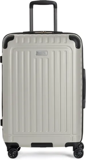 Ben Sherman Sunderland Spinner Travel Upright Luggage, Dover White, 24-Inch Checked