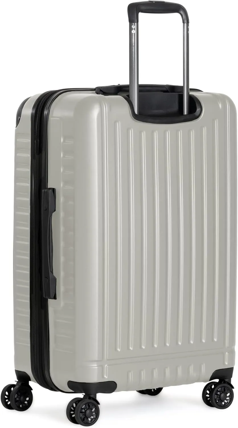 Ben Sherman Sunderland Spinner Travel Upright Luggage, Dover White, 24-Inch Checked