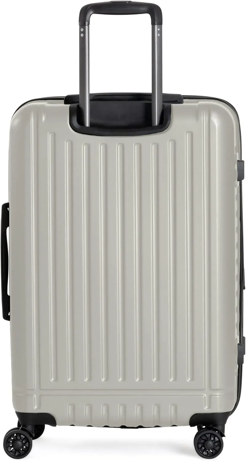 Ben Sherman Sunderland Spinner Travel Upright Luggage, Dover White, 24-Inch Checked