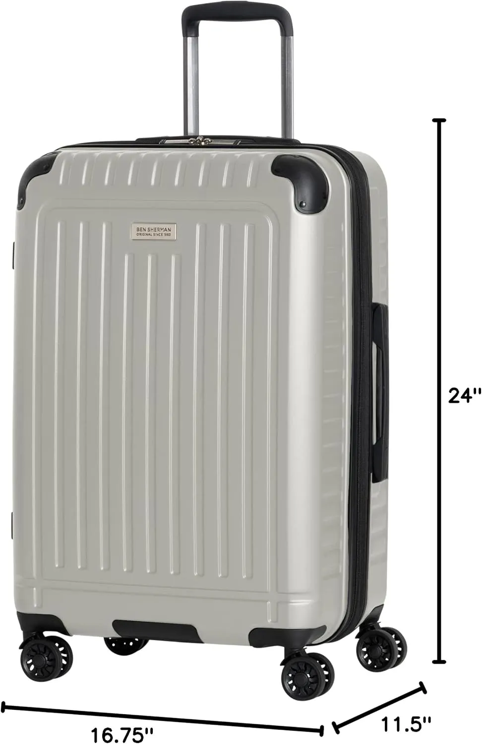 Ben Sherman Sunderland Spinner Travel Upright Luggage, Dover White, 24-Inch Checked