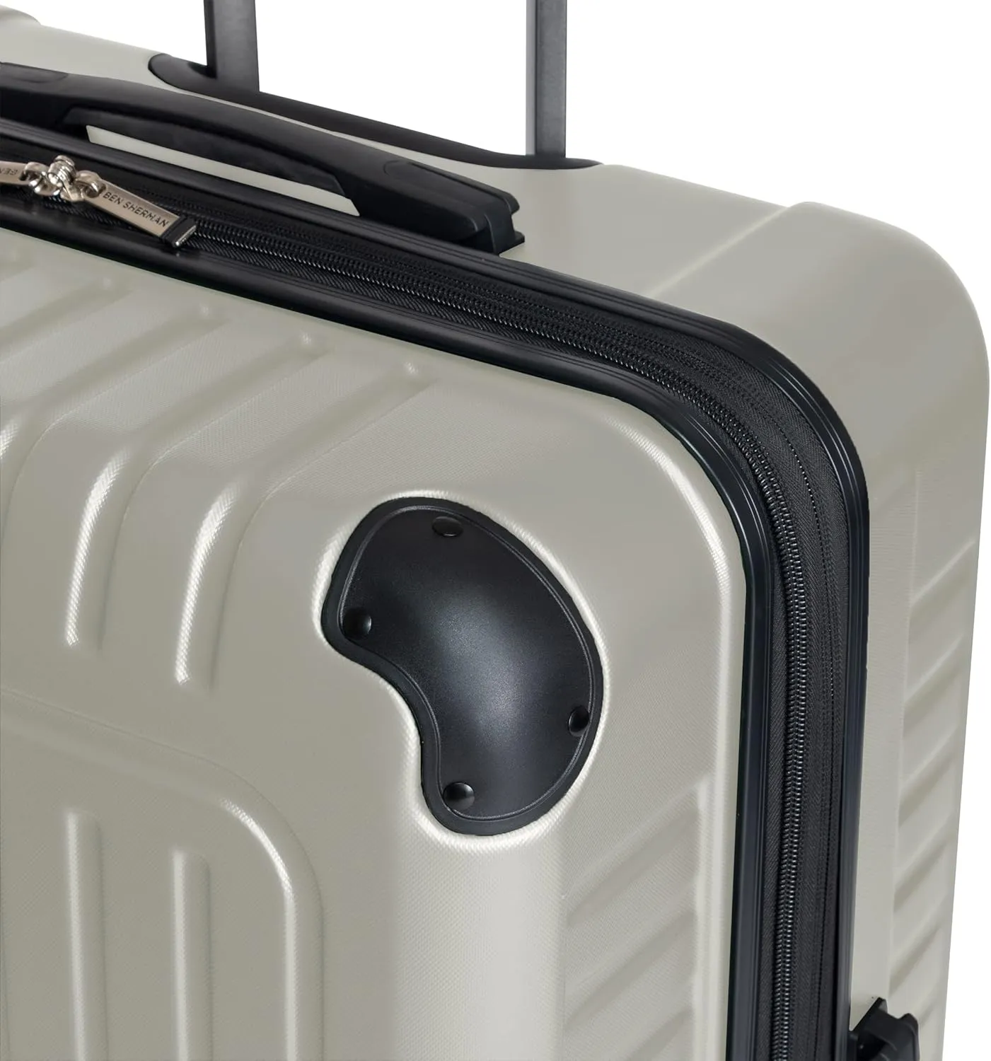 Ben Sherman Sunderland Spinner Travel Upright Luggage, Dover White, 24-Inch Checked