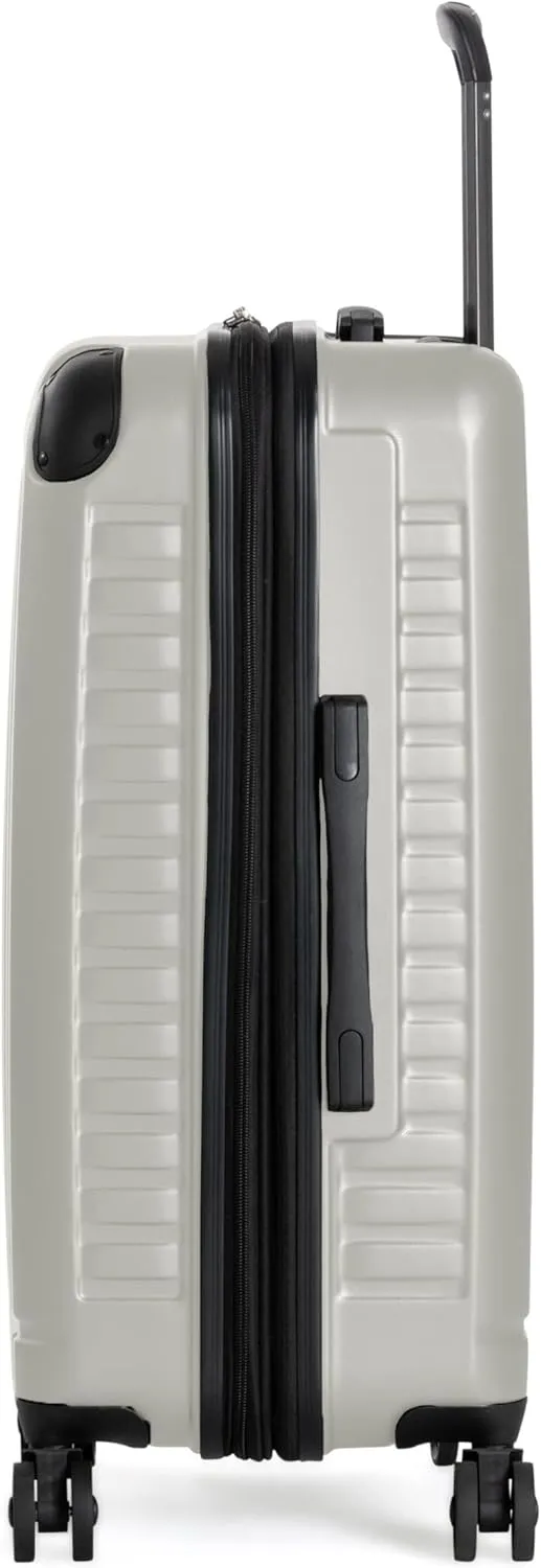 Ben Sherman Sunderland Spinner Travel Upright Luggage, Dover White, 24-Inch Checked