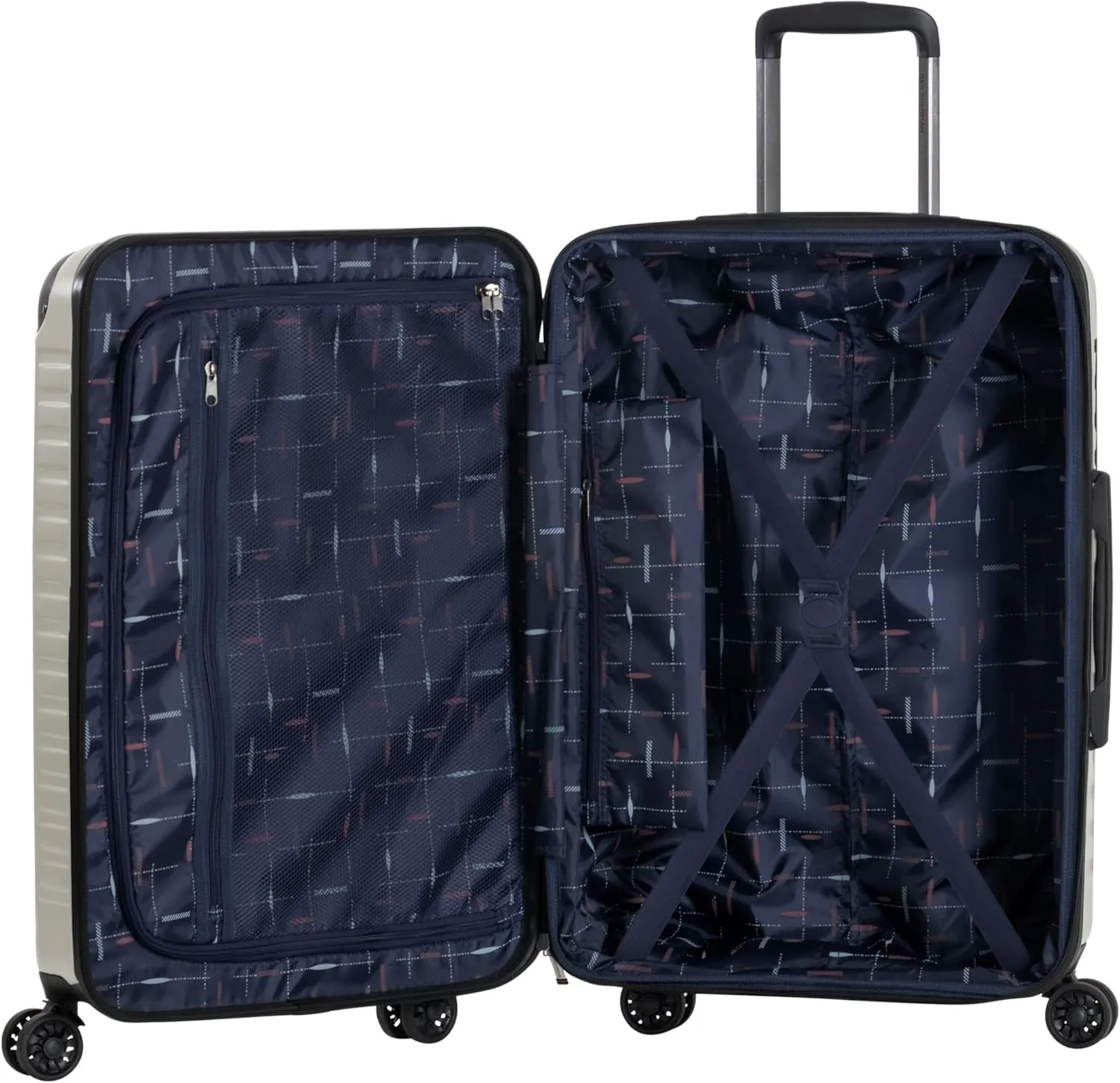 Ben Sherman Sunderland Spinner Travel Upright Luggage, Dover White, 24-Inch Checked